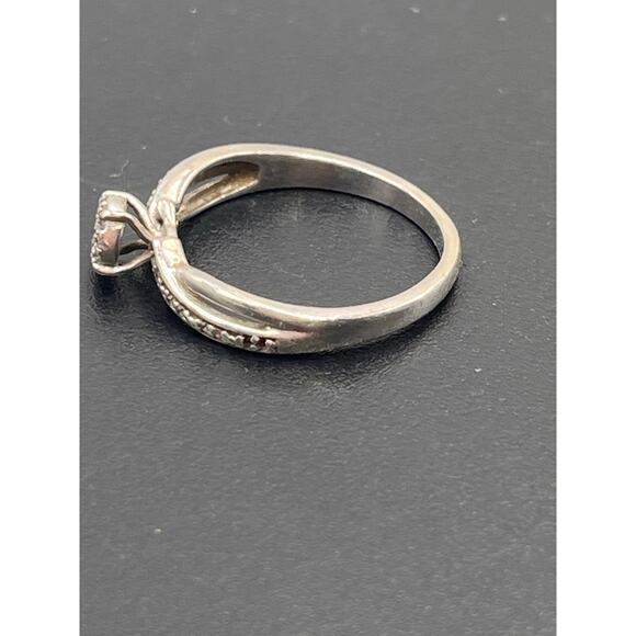 HK Designs Sterling Silver Diamond Cluster Promise Engagement Ring Sz 7.5 - Picture 4 of 10